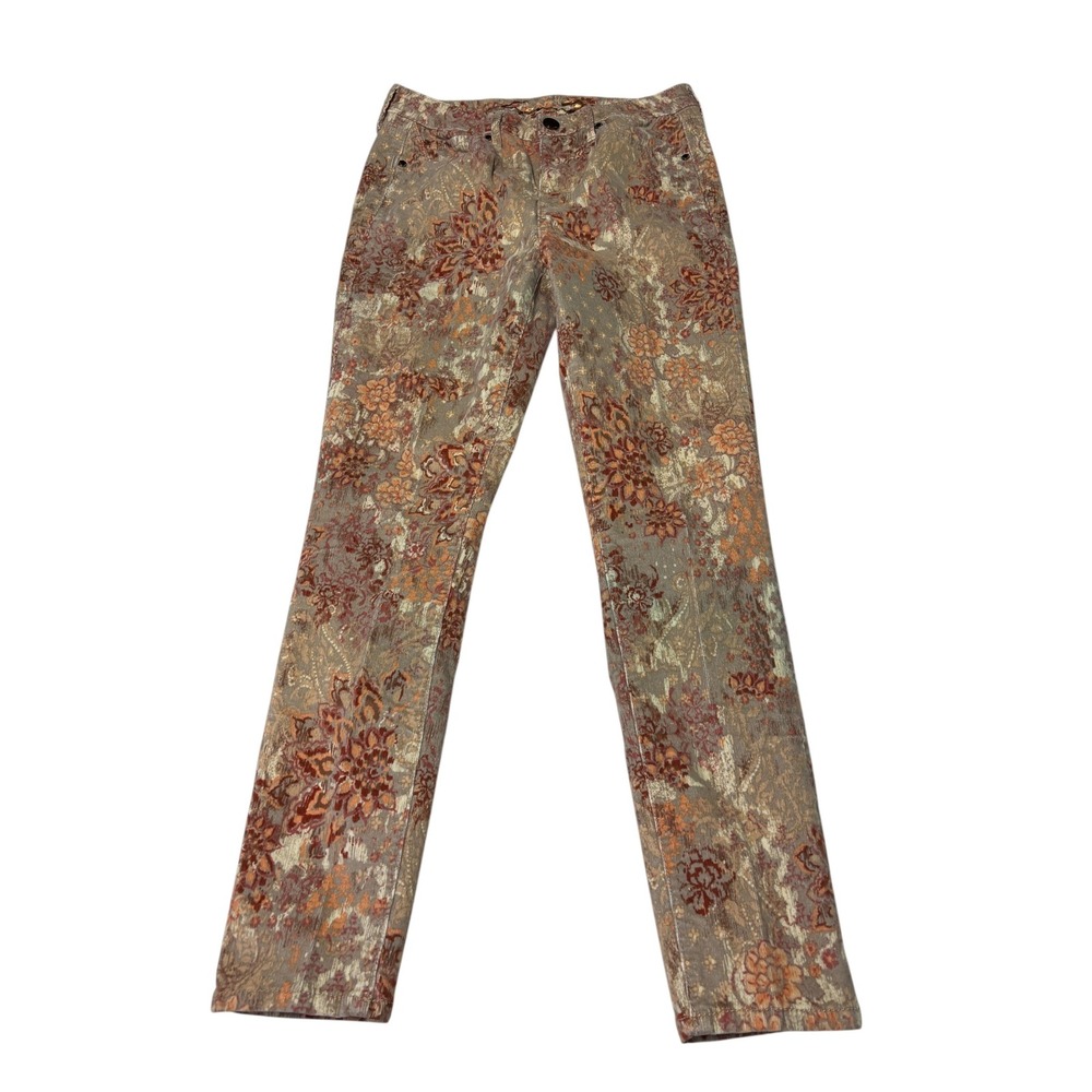 Seven 7 Ultra High Rise Skinny‎ Corduroy Pants Toile Flower Latte Floral W30 L28